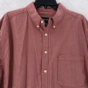 Eddie Bauer CButton Up Casual Shirt Red Plaid Cotton Check‎ Long Sleeve Mens Lg